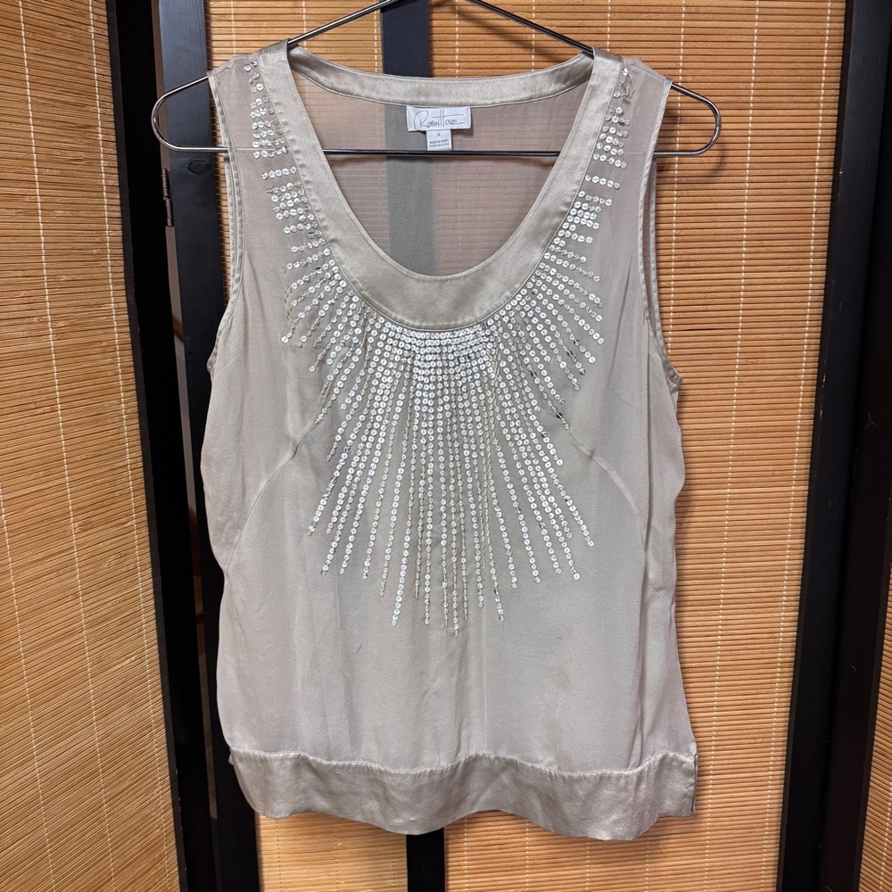 Robin Howe Silver Sequin V-Neck Tank Top - Women's Size 14